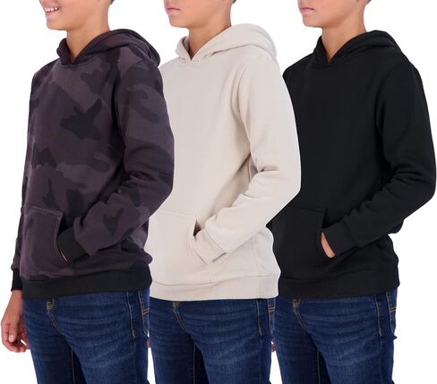Real Essentials 3 Pack: Youth Fleece Long Sleeve Soft Pullover Hoodie Sweatshirt - Boys & Girls in Saudi Arabia