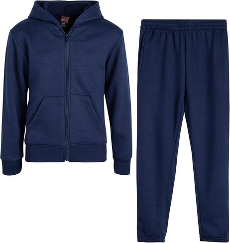 Quad Seven Boys' Fleece Jogger Set - 2 Piece Basic Solid Full Zip Hoodie and Sweatpants (Size: 8-18) in Kuwait
