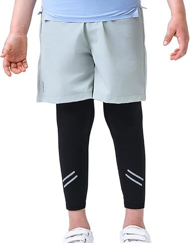 Badeke Boys 2 in 1 Running Compression Pants,Quick Drying Breathable Training Exercise Pants, Workout Athletic Legging Pants in Saudi Arabia