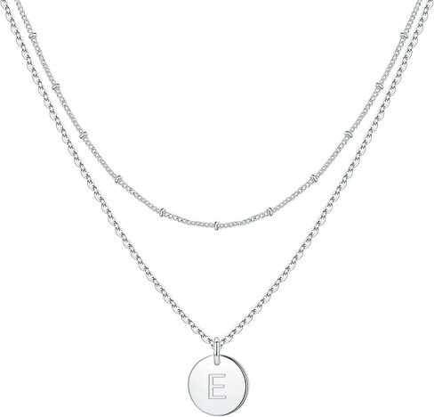 IEFWELL Easter Gifts - Initial Necklaces for Women Girls, 14K Gold-Plated Silver Double Side Engraved Hammered Coin Necklaces, Layered Necklace Jewelry Pendant for Teen Girls in Kuwait