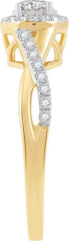 مذهب 1/2 قيراط. تي دبليو. خاتم خطوبة ملتوي من الألماس المعملي (وضوح SI1-SI2، لون F-G) وطلاء ذهبي عيار 14 قيراط فوق خاتم خطوبة ملتوي من الفضة الاسترليني in Kuwait