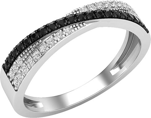 مجموعة Dazzlingrock 0.25 قيراط (ctw) خاتم زفاف للسيدات من الألماس الأبيض والأسود دائري 1/4 قيراط، متوفر بالذهب 10K/14K/18K والفضة الاسترليني 925 in Kuwait