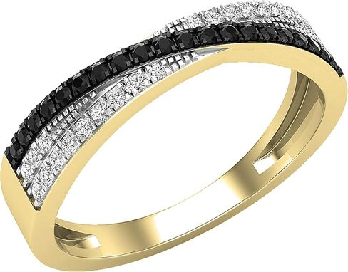 مجموعة Dazzlingrock 0.25 قيراط (ctw) خاتم زفاف للسيدات من الألماس الأبيض والأسود دائري 1/4 قيراط، متوفر بالذهب 10K/14K/18K والفضة الاسترليني 925 in Kuwait