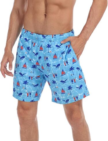 LRD Men's Swim Trunks with Compression Liner 7 Inch Inseam Quick Dry Swim Shorts in Kuwait