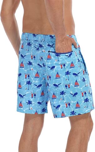 LRD Men's Swim Trunks with Compression Liner 7 Inch Inseam Quick Dry Swim Shorts in Kuwait