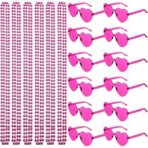 Mepase 24 Pcs Mardi Gras Beaded Necklaces and 12 Pcs Heart Shaped Glasses for Adults Kids Christmas Party Favors Decorations