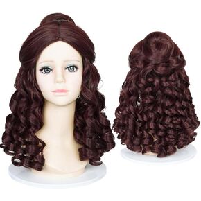 Probeauty Red Mermaid Wigs for Kids Girls, 21inch Red Wig Curly Wave Wig with Starfish Hair Clips for Halloween Costume