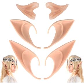 CEDAR BRIGHT Elf Ears Cosplay Masquerade Accessories - للأطفال والكبار أطراف أذن مدببة ناعمة لحفلات الرسوم المتحركة زي الجنية الجنية لحفلات الهالوين وعيد الميلاد in Kuwait