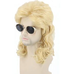 Men's Wig 80s Wig Black Mullet Wig Halloween Heavy Metal Rock Wig Costume Accessory Wig