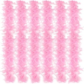 6 Pcs Turkey Chandelle Feather Boa 2.19 Yards Feather Boas Pack for DIY Craft Dancing Wedding Outfit Party Decors
