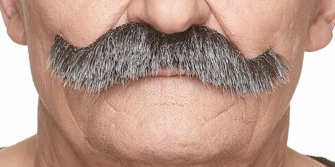 Mustaches Self Adhesive Fake Mustache, Novelty, Rocking Grandpa's False Facial Hair, Costume Accessory for Adults, Black Lustrous Color in Kuwait