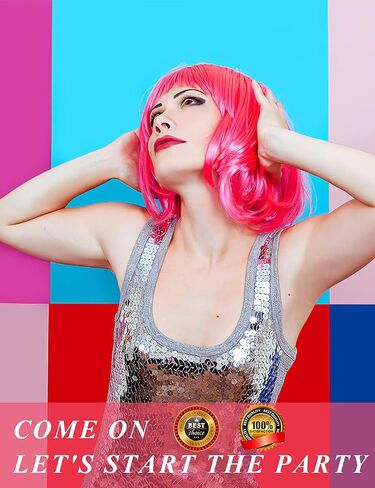4 Pack Colored Wigs, Funky Colorful Wigs, Short Bob Hair Wigs, Neon Party Wigs, Cosplay Wigs with Rimless Heart Shape Sunglasses - One Size for All Women Kids & Adults Halloween Costume Night Club (Red, Pink, Blue, Green) in Saudi Arabia