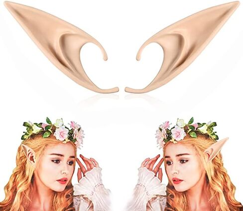 FRESHME Fairy Pixie Elf Ears - Medium and Long Style Cosplay Soft Pointed Ears Renaissance Party Christmas Halloween Custome Makeup Costume Accessories Elven Masquerade Vampire Fairy Ears (2 Pairs) in Saudi Arabia