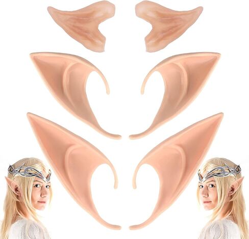 CEDAR BRIGHT Elf Ears Cosplay Masquerade Accessories - للأطفال والكبار أطراف أذن مدببة ناعمة لحفلات الرسوم المتحركة زي الجنية الجنية لحفلات الهالوين وعيد الميلاد in Kuwait
