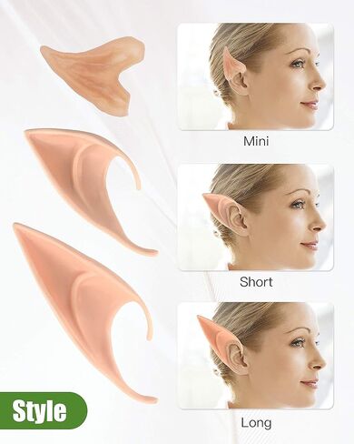 CEDAR BRIGHT Elf Ears Cosplay Masquerade Accessories - للأطفال والكبار أطراف أذن مدببة ناعمة لحفلات الرسوم المتحركة زي الجنية الجنية لحفلات الهالوين وعيد الميلاد in Kuwait