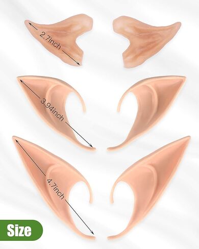 CEDAR BRIGHT Elf Ears Cosplay Masquerade Accessories - للأطفال والكبار أطراف أذن مدببة ناعمة لحفلات الرسوم المتحركة زي الجنية الجنية لحفلات الهالوين وعيد الميلاد in Kuwait