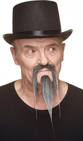 Mustaches Self Adhesive Fake Mustache and Beard, Novelty, Shaolin False Facial Hair, Costume Accessory for Adults Black Color in Saudi Arabia