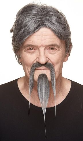 Mustaches Self Adhesive Fake Mustache and Beard, Novelty, Shaolin False Facial Hair, Costume Accessory for Adults Black Color in Saudi Arabia