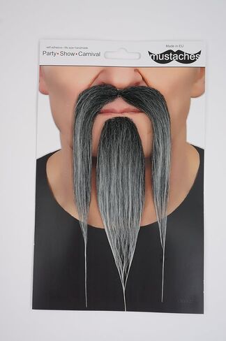 Mustaches Self Adhesive Fake Mustache and Beard, Novelty, Shaolin False Facial Hair, Costume Accessory for Adults Black Color in Saudi Arabia