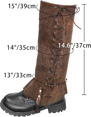 KUOIN Medieval Leg Covers Pirate and Renaissance Faux Leather Steampunk Costume for Boots (Brown) in Saudi Arabia