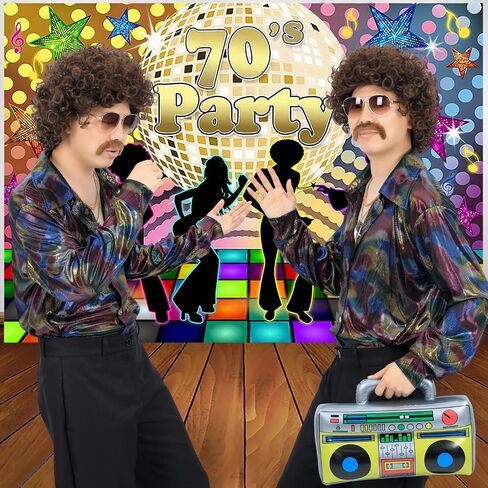 6pcs Set 70s 80s Disco wig Short Curly Synthetic Hair Afro Mens Wig for 60s Costume Cosplay Halloween Party in Kuwait