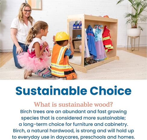 ECR4Kids Streamline Dress-Up Island, Costume Organizer, Natural in Saudi Arabia