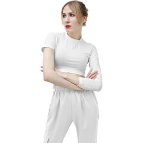 C-ZOFEK Womens White Short Cosplay Top Asymmetrical Sleeves Shirt for Halloween Costume in Kuwait