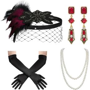 مجموعة إكسسوارات Sweet TV 1920s Great Gatsby للنساء، مجموعة إكسسوارات الأزياء التنكرية لعصابة رأس Flapper 1920s in Kuwait