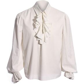 Bbalizko Mens Pirate Shirt Vampire Renaissance Victorian Steampunk Gothic Ruffled Medieval Halloween Costume Clothing in Saudi Arabia