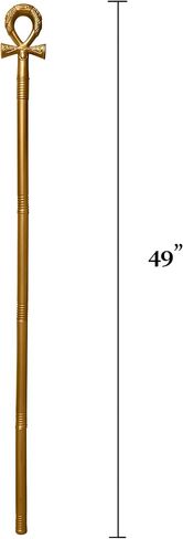 Nicky Bigs Novelties Adult Gold Ankh Cane Pharaoh Scepter Egyptian Staff Cosplay Halloween Costume Prop in Saudi Arabia