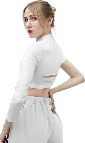 C-ZOFEK Womens White Short Cosplay Top Asymmetrical Sleeves Shirt for Halloween Costume in Saudi Arabia