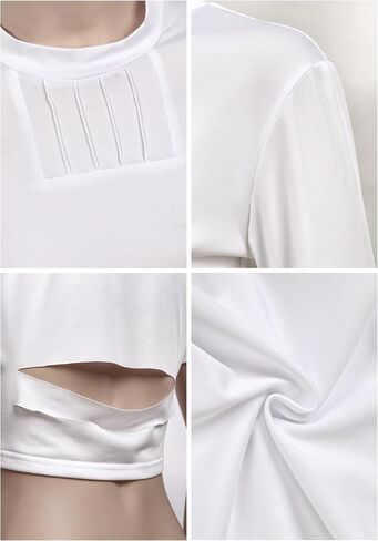 C-ZOFEK Womens White Short Cosplay Top Asymmetrical Sleeves Shirt for Halloween Costume in Saudi Arabia