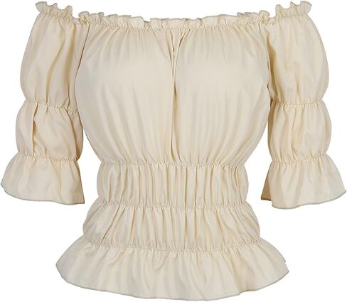 Womens Tops and Blouses Victorian Pirate Skirt Costumes Steampunk Plus Size Renaissance Shirt in Saudi Arabia