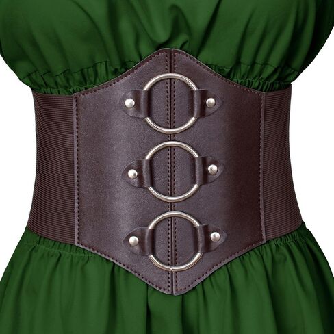 Womens Renaissance Victorian Peasant Ruffle Smocked Waist Boho Pirate Shirt Blouse with Belt Set in Saudi Arabia