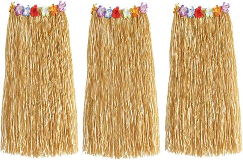 Newcreativetop 32" Adult's Flowered Luau Hula Skirts Pack of 3,Assorted Colors in Kuwait