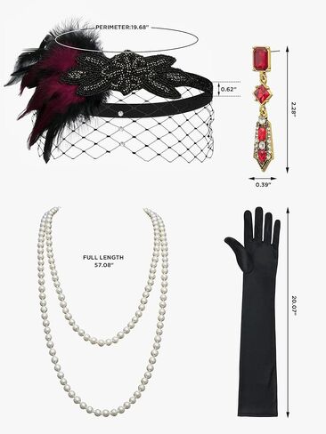 مجموعة إكسسوارات Sweet TV 1920s Great Gatsby للنساء، مجموعة إكسسوارات الأزياء التنكرية لعصابة رأس Flapper 1920s in Kuwait