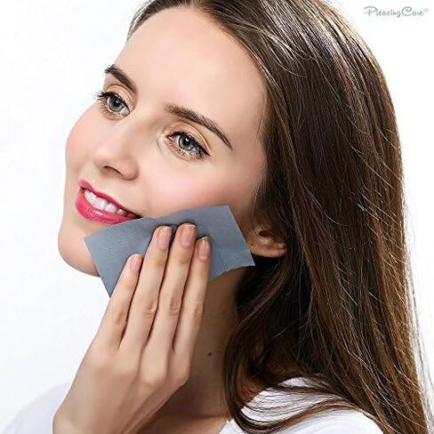 Natural Face Oil Blotting Paper - Bamboo Charcoal 100 Counts, Easy Dispensing Oil Absorbing Sheets, Premium Handy Facial Blotting Papers - Face Skin Care or Beauty Make Up Must Have in Kuwait