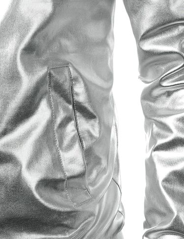 JOGAL Men's Metallic Silver Jacket Gold 70's Disco Costume in Saudi Arabia