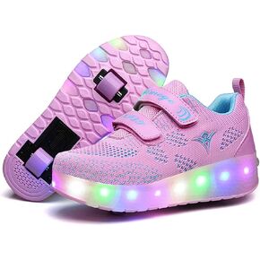 أحذية Nsasy Kids Roller أحذية رياضية للأولاد والبنات مع عجلات تصبح حذاء رياضي مزود بإضاءة LED لعيد الميلاد وأعياد الميلاد للأطفال