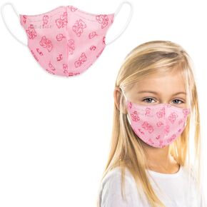 Blue Eagle 【Size XS 4-PLY KIDS قناع الوجه القابل للتصرف | بتصميم مطبوع لطيف | مناسب للوجوه الصغيرة | طبقات Meltblown مزدوجة | 50 عبوة | وردي | تيدي | الحجم XS in Kuwait