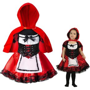 Yruiz Baby Girls' Little Red Riding Hood Costume 3PCS Halloween Christmas Skirt Set with Cloak in Kuwait
