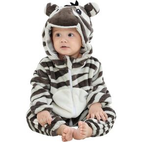 MICHLEY Unisex Baby Animal Costume Flannel Hooded Romper Cosplay Jumpsuit | Halloween, Winter Autumn Onesie, 0-5T, Machine Wash in Kuwait