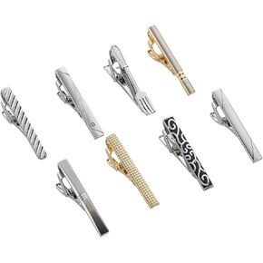 EvmAsaLQ 8Pcs Men's Short Tie Clips for Men，Black,Gold, Silver, Tie Clips are Beautiful Gift for Father Husband Brothers, Tie Bars for Men Suitable for Wedding Birthday Business and Holiday Parties in Kuwait