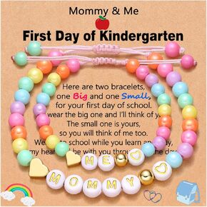 UNGENT THEM First Day of School Bracelet Mom and Daughter Back to School Bracelet Mommy and Me, Mother Daughter Bracelets Back to School Gifts for Daughter Girls