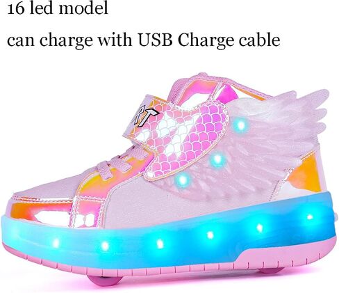 أحذية Nsasy Kids Roller أحذية رياضية للأولاد والبنات مع عجلات تصبح حذاء رياضي مزود بإضاءة LED لعيد الميلاد وأعياد الميلاد للأطفال in Kuwait