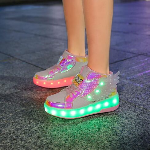 أحذية Nsasy Kids Roller أحذية رياضية للأولاد والبنات مع عجلات تصبح حذاء رياضي مزود بإضاءة LED لعيد الميلاد وأعياد الميلاد للأطفال in Kuwait