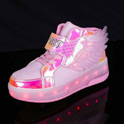 أحذية Nsasy Kids Roller أحذية رياضية للأولاد والبنات مع عجلات تصبح حذاء رياضي مزود بإضاءة LED لعيد الميلاد وأعياد الميلاد للأطفال in Kuwait