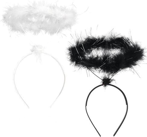 SULOLI Halloween Angel Halo Headbands, 2 PCS Extra Feather Angel Halo Hair Bands Cosplay Accessory for Kids Adults in Saudi Arabia