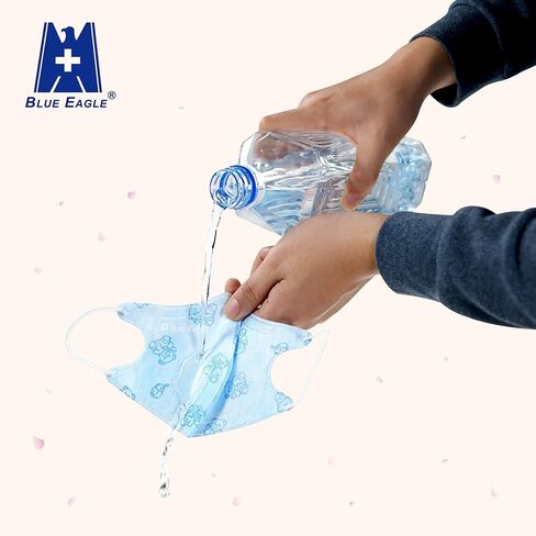 Blue Eagle 【Size XS 4-PLY KIDS قناع الوجه القابل للتصرف | بتصميم مطبوع لطيف | مناسب للوجوه الصغيرة | طبقات Meltblown مزدوجة | 50 عبوة | وردي | تيدي | الحجم XS in Kuwait