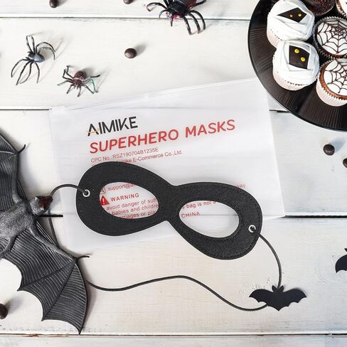 FUNDUODUO AIMIKE Superhero Mask, Black Eye Mask Costume Soft Felt Mask, Halloween Half Mask Adjustable, Party Favors for Kids in Saudi Arabia